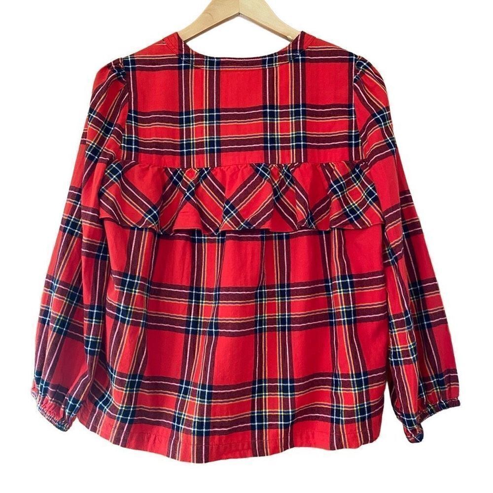 J.crew plaid flannel ruffle top - Picture 4 of 14